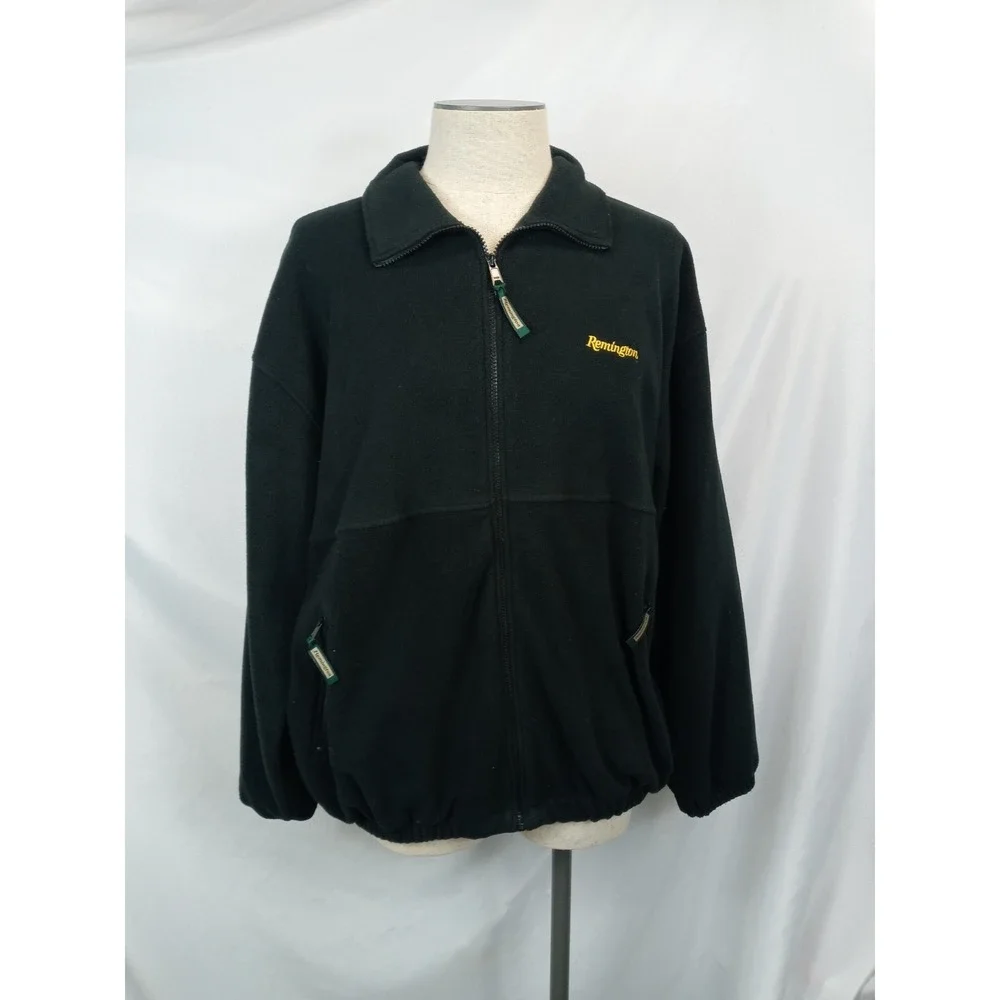 Remington Fleece Jacket Mens Large Black Full Zip Outdoor‎ Hunting Gorpcore Y2K